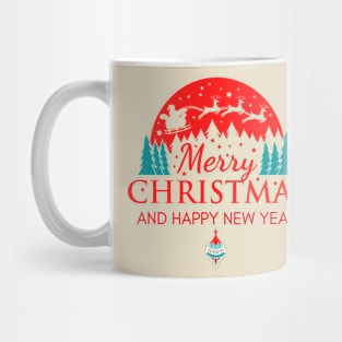 Merry Christmas and Happy New Year Retro Design Mug